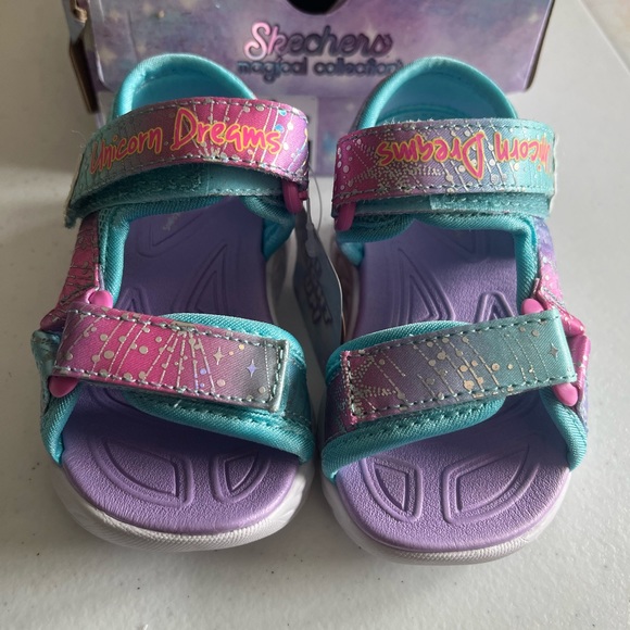 Skechers Girls S-Lights Unicorn Dreams Explorer Sandals, Size 5 - Picture 2 of 7